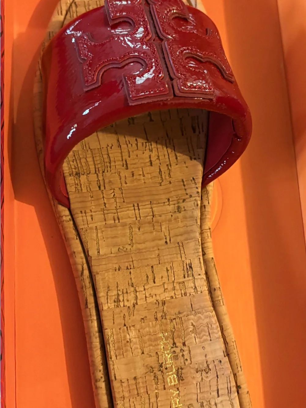 NIB Tory Burch T-Sport Double Slide Leather sandals Red